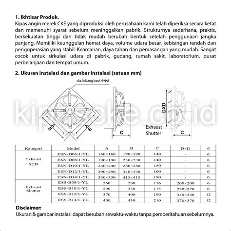 Esn D Yl Exhaust Fan Kipas Cke