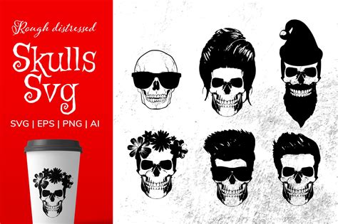 Skull Svg Bundle Sugar Skull Svg Skull With Beard Svg Skull Etsy