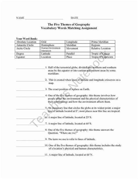 5 themes of geography worksheet best of five themes geography worksheet ...