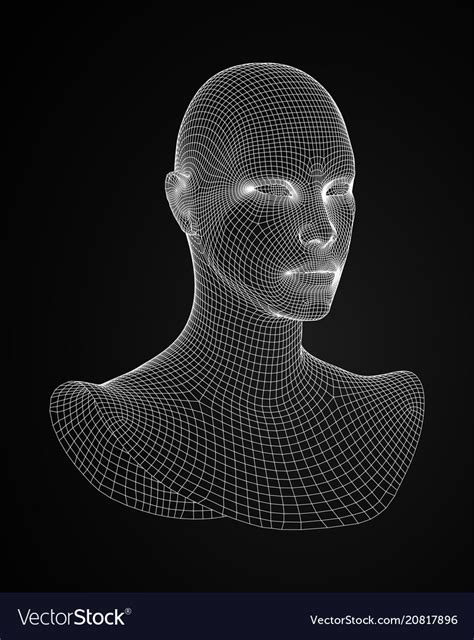 3d head wireframe drawing Royalty Free Vector Image