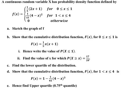 Solved A Continuous Random Variable X Has Probability Chegg