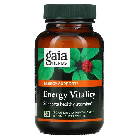 Gaia Herbs Energy Vitality 60 Vegan Liquid Phyto Caps