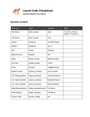 Fillable Online Liquid Code Cheatsheet Fax Email Print PdfFiller