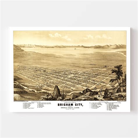 Vintage Map of Brigham City, Utah 1875 by Ted's Vintage Art