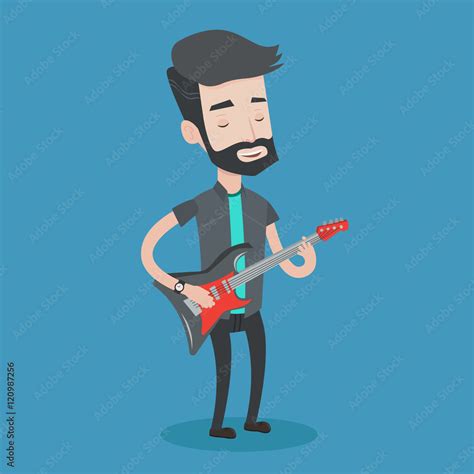 Man playing electric guitar vector illustration. Stock Vector | Adobe Stock