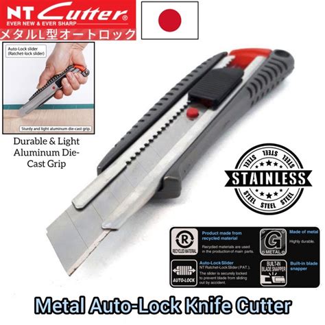 Nt Cutter Japan Stainless Steel Ss304 Heavy Duty Metal Auto Lock