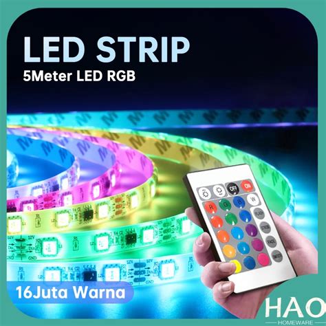 Jual Lampu LED Strip 2835 5050 RGB 5 Meter Strip LED Komplit Adaptor