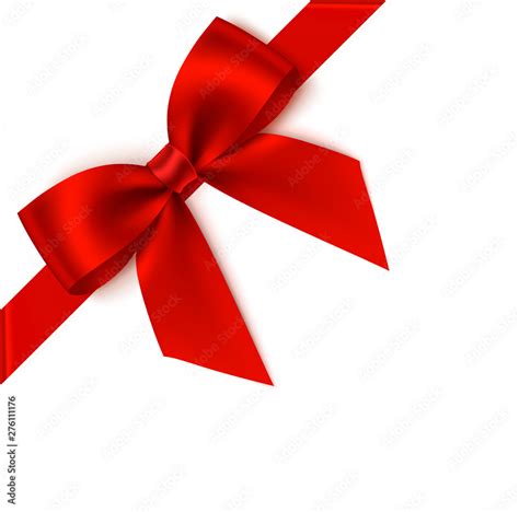 Decorative Red Bow With Diagonally Ribbon On The Corner Vector Bow For