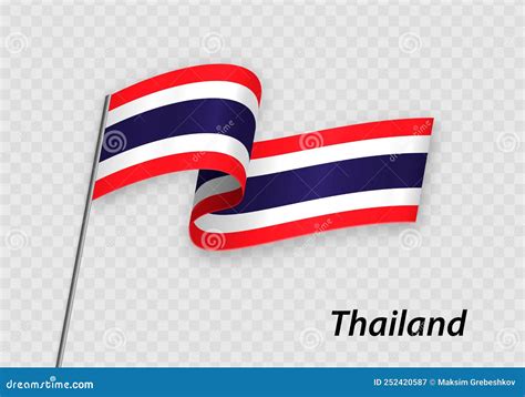 Waving Flag Of Thailand On Flagpole Template For Independence D Stock