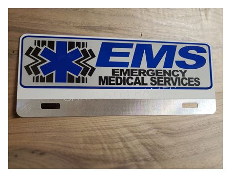 Top Mount Ems License Plate Reflective Metal 10x4 Etsy Uk