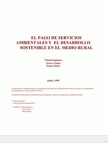 El Pago De Servicios Ambientales Y El Desarrollo Sostenible En El Medio