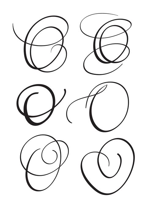 set of art calligraphy letter O with flourish of vintage decorative whorls. Vector illustration ...