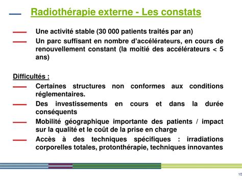 PPT POINT SUR LACTIVITE DE TRAITEMENT DU CANCER La radiothérapie