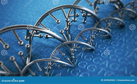 Silver Dna Helix On Blue Backgrounds D Illustration Stock