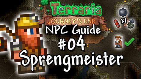 Terraria Npc Guide Der Sprengmeister Spawn Funktionen