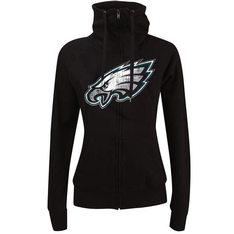 Women's Philadelphia Eagles New Era Black Athletic Funnel Full-Zip Hoodie