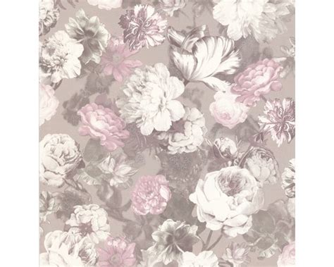 Tapete Vlies Blumen Floral Beige Rosa Glanz