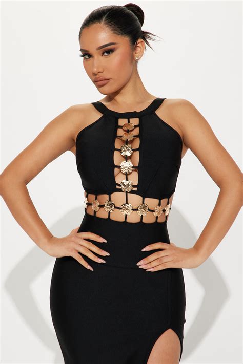 Raylee Bandage Maxi Dress Black Fashion Nova Dresses Fashion Nova