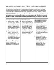 Act III Julius Caesar Pre Writing Filled In Pdf PRE WRITING WORKSHEET