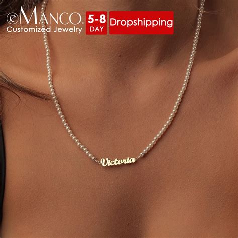 Emanco Stainless Steel Customized English Name Necklace Fashion Faux