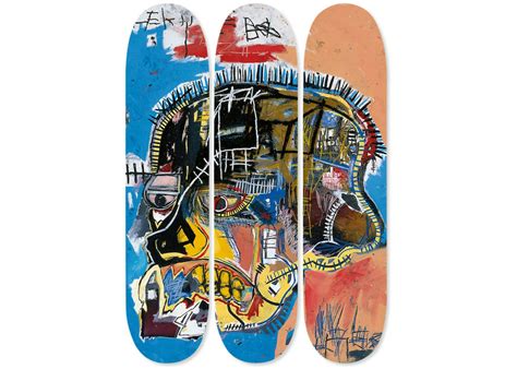 Jean Michel Basquiat Skull Triptych Skateboard Deck Set Multi 2014