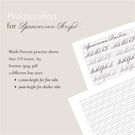 Printable Blank Handwriting Practice Sheet For Spencerian Script