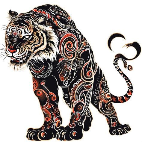 Dise O De Tatuaje De Tigre Rugido Vector Premium