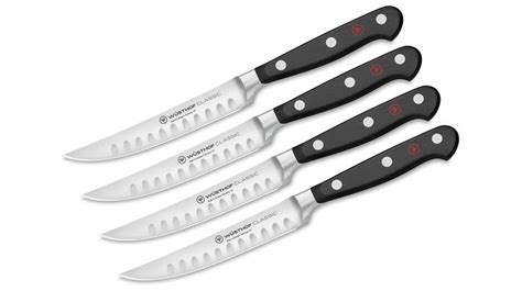 Wusthof Classic 4 Piece Steak Knife Set Hollow Edge Knifecenter