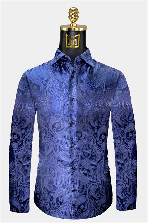 Mens Navy Blue Paisley Shirt Gentlemans Guru