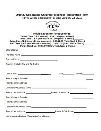19 Preschool Registration Form Examples To Download