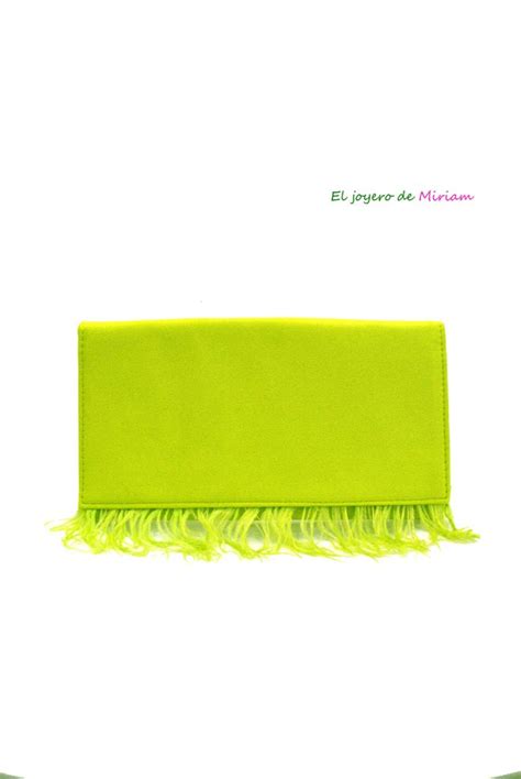 Cartera Plumas Verde Lima El Joyero De Miriam