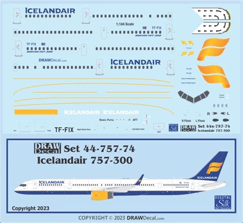 Boeing 757 300 Icelandair Draw Decal 44 757 74