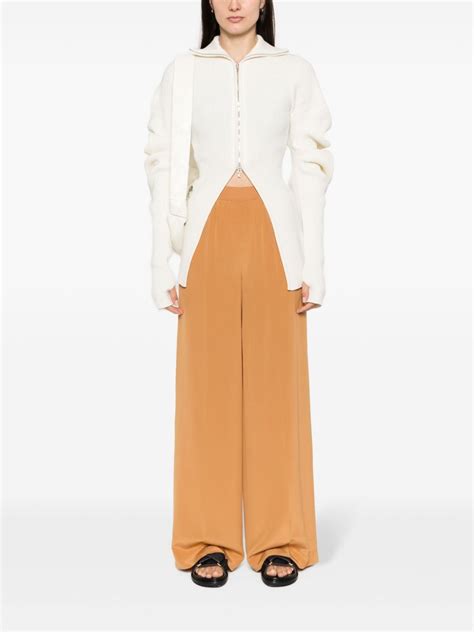 Joseph Silk Wide Leg Trousers Brown Farfetch