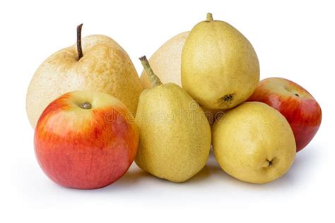 Apple Shandong Pear And Chinese Pear On White Background With Clipping