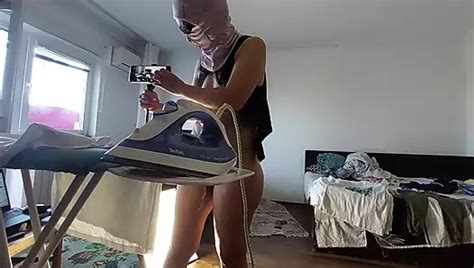 Sexy Wife Does Housework Naked Brunette Hairy Pussy Big Ass Big Tits Sexy Mom Massages Herself