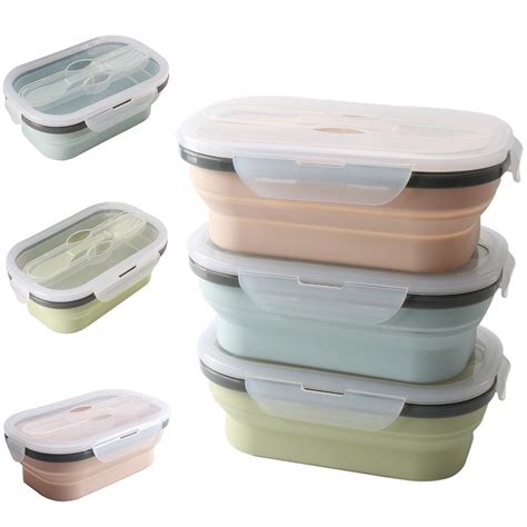 Silicone Folding Lunch Box Portable Collapsible Bento Durable Salad