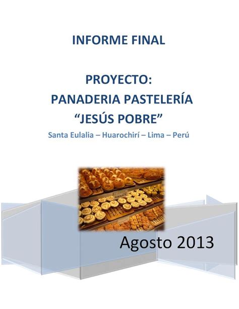 Pdf Informe Final Proyecto Panaderia Informe Narrativo I La