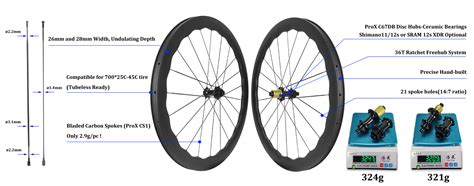 Prox Super Light Carbon Spoke Wheels C Db Undulating Rim Depth Road