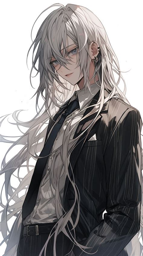 Man With Long White Hair | White hair anime guy, Anime boy hair, Anime ...