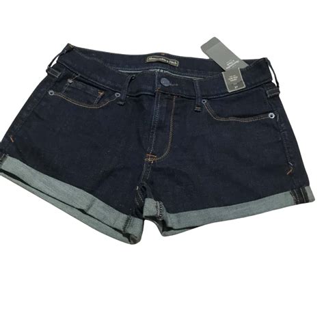 Bnwt Abercrombie And Fitch Womens Size 27 Navy Blue Low Rise Shorts Rrp