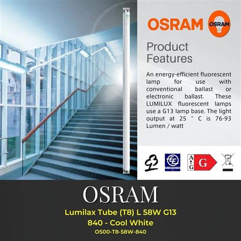 Osram Fluorescent Light Tube Lumilux T L W G K Cool White