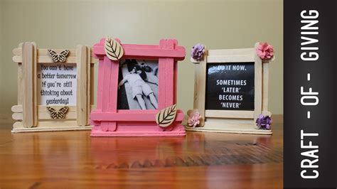 Easy Craft Stick Photo Frames Craft Of Giving Youtube