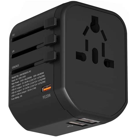 ADAPTADOR UNIVERSAL DE CORRIENTE CARGADOR 1 USB C PD 20W 2 PUERTOS