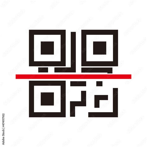 Scanning Qr Code With Red Laser Icon Simple Business Flat Design Pictogram Stock Vector Adobe