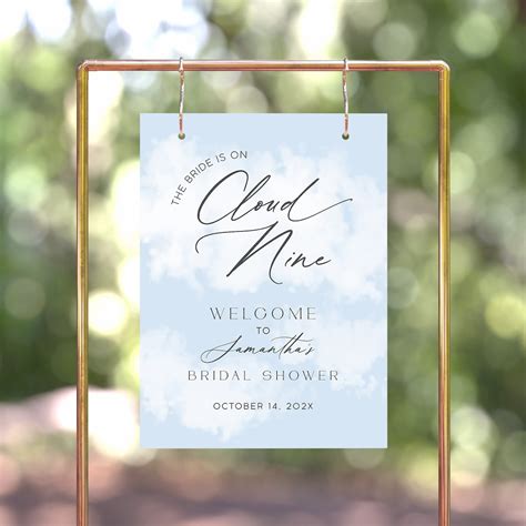 On Cloud Nine Bridal Shower Welcome Sign Template The Bride Is On Cloud