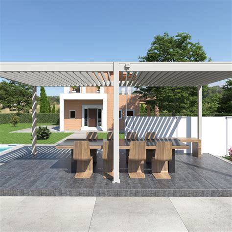 Pergola Autoportante En Alu Blanc Avec Lames Orientable X M Ombrea