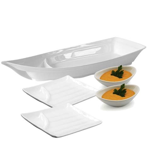 Kit para Sushi Comida Japonesa 4 Peças Barco Melamina em Promoção