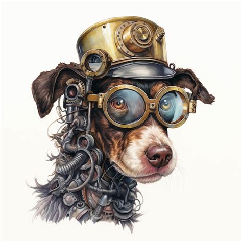 Premium Ai Image There Is A Dog Wearing A Steam Punk Hat And Goggles
