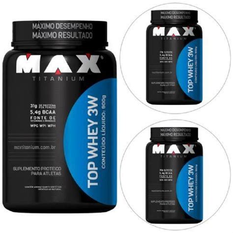 Kit 3 Top Whey 3w 900g Chocolate Max Titanium Submarino