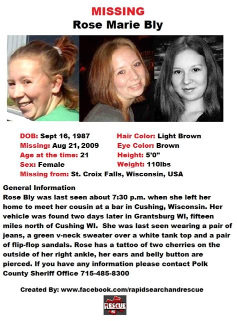 Current Missing Person Flyers From Wisconsin In The 2000s To Assist